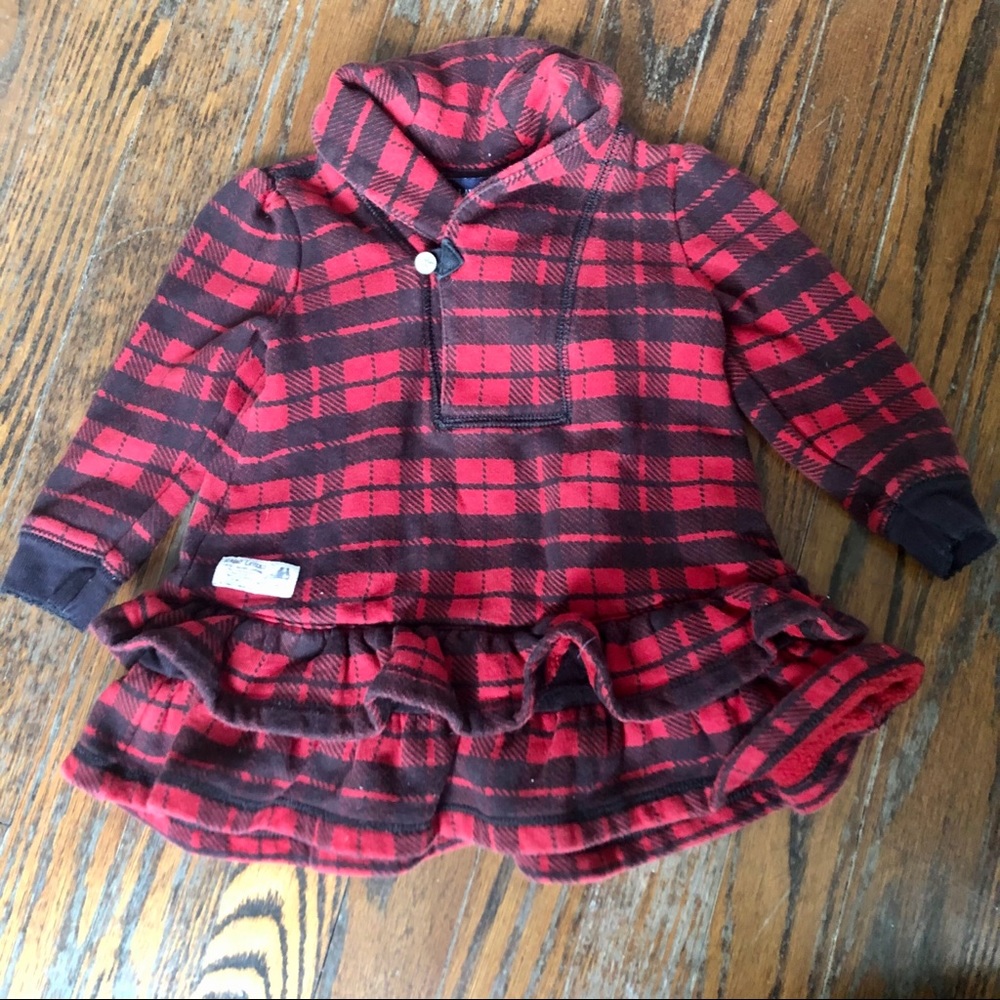 Ralph Lauren Girls Plaid Flannel Ruffle Top
